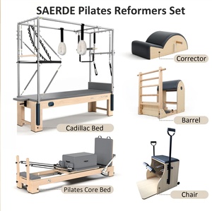 SAERDE - Juego de Cinco Piezas de Reformer de Pilates de Doble Riel de Aleación con Barra de Pies Estilo Wunda y Resortes - Product Image 6