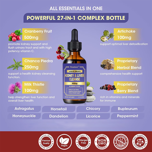 Suplemento Líquido Desintoxicante de Arándanos Naturales, Fórmula Herbal 27 en 1, Apoyo para la Salud del Riñón y el Hígado, Venta al Por Mayor - Product Image 2