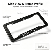 BOLONG Vente en gros de supports de plaque d'immatriculation en fibre de carbone de qualité américaine, surface haute brillance, logo personnalisé imprimé, support de plaque d'immatriculation de voiture
