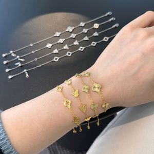 Pulseras de la Suerte Dylam con Diseño de Moda, Baño de Rodio y Oro de 14K/18K, Cadena de Plata S925, Dijes de Flor y Trébol con Circonita Cúbica 5A - Product Image 3