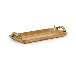 Bandeja decorativa de madera de diseño moderno hecha a mano de lujo con asas de asta de alta calidad más vendida en el mercado europeo de EE. UU. - Product Image 1