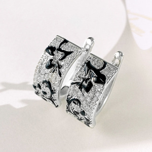 Set di gioielli floreali semplici vintage, anello bicolore con pietra intarsiata, regalo di San Valentino - Product Image 3