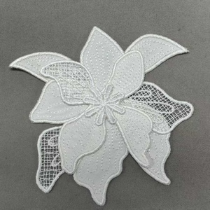 ZSY Lindo Bordado 3D Tecido De Renda Cor Branca <span class=keywords><strong>Chiffon</strong></span> Flor <span class=keywords><strong>Applique</strong></span> Floral <span class=keywords><strong>Patches</strong></span> Sew-On Patch - Product Image 1