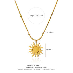 Collar de Joyería con Colgante de Sol en Acero Inoxidable 316L, Chapado en Oro de 18k, Resistente al Agua y al Deslustre, con Logotipo Personalizado para Mujer - Product Image 6