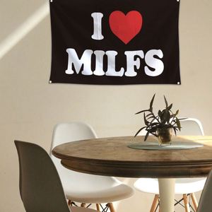 Drapeau « I Love Milfs » 3x5 pieds avec œillets en laiton aux couleurs vives, bannière extérieure en polyester 100D pour décoration - Product Image 3