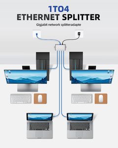 4 Port Gigabit Ethernet Switch 1000Mbps High Speed <strong>Network</strong> Splitter for <strong>Home</strong> Office Desktop or Wall Mount - Product Image 4
