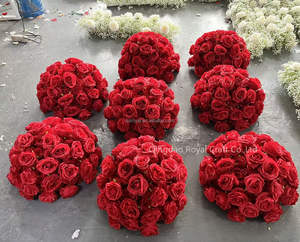 باقة زهور حريرية اصطناعية من الهيدرانجيا ، طاولة زفاف ، قطعة مركزية من الوردة الحمراء - Product Image 2