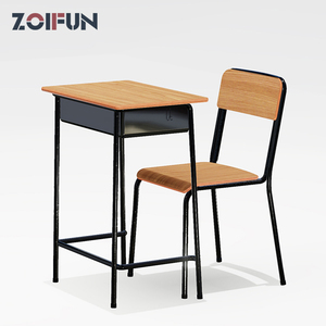 Muebles para Aulas Escolares, Escritorio para Estudiantes con Estructura Metálica y Madera, Conjunto de Escritorio y Silla para Estudio Escolar - Product Image 5