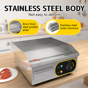 <span class=keywords><strong>Plancha</strong></span> électrique professionnelle de 14 pouces en acier inoxydable, petite taille, pour grillades et cuisson - Product Image 1