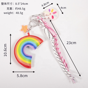 Pendentif de sac et porte-clés en cuir et coton, motif arc-en-ciel, en corde tressée, design complexe et raffiné, avec motif 'Love' - Product Image 6