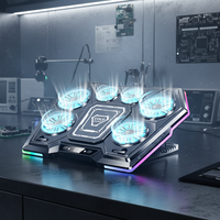 Support de refroidissement pour ordinateur portable D13 à 6 ventilateurs, base de refroidissement RGB pour jeux, en aluminium et plastique, pour ordinateurs portables de 11 à 21 pouces