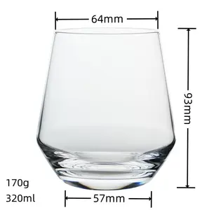 क्लासिक आकार फैक्टरी बिक्री पतला उच्च गुणवत्ता 320 मिलीलीटर पारदर्शी जीसीस्टम ग्लास पीने का कप