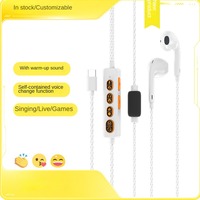 Écouteurs filaires de streaming en direct Type C avec six boutons de commande sur le câble, microphone externe intégré pour karaoké, enregistrement, jeux et diffusion en direct