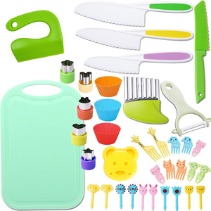 37pcs ensemble d'outils <span class=keywords><strong>de</strong></span> <span class=keywords><strong>cuisine</strong></span> en plastique pour enfants moule à gaufrer pour aliments pour bébés et <span class=keywords><strong>planche</strong></span> à découper pour apprendre à cuisiner - Product Image 1