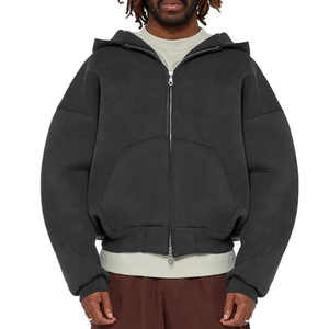 Sweat à capuche zippé personnalisé qualité unisexe 500 Gsm sweat à capuche 100% coton polaire lourde recadrée hommes sweat à capuche zippé - Product Image 1