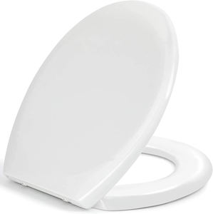 YYU Asiento de inodoro de forma universal <span class=keywords><strong>WC</strong></span> <span class=keywords><strong>Tapa</strong></span> de orinal Ranura de bisagra Color blanco PP o Duroplast Asiento de inodoro de cierre suave - Product Image 1