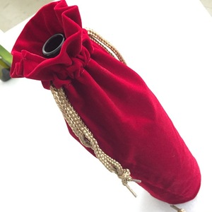 Bolsa de vino de terciopelo con cordón rojo y cierre de cuerda, bolsa de regalo para almacenamiento de botellas - Product Image 1