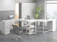 Bureau d'angle moderne en chêne blanc Tiroirs en bois de haute qualité Nouveau mobilier de bureau pour villa Bureau de table ordinateur poste de travail
