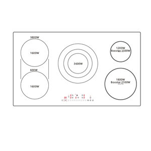 Table de cuisson à induction hybride puissante 240V 9200W approuvée par l'ETL 5 zones de cuisson Plaques intégrées Table de cuisson en céramique <span class=keywords><strong>mixte</strong></span> Cuisinière électrique - Product Image 2