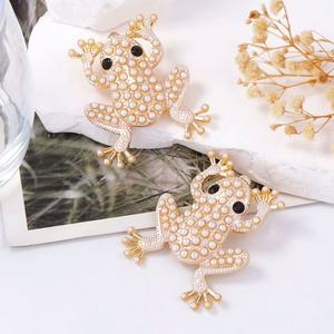 Trendy Women's Rhinestone Frog Earrings Gold Plated Alloy Cute <b>Animal</b> Shape for Parties Personalized Fashion Accessory - Product Image 5