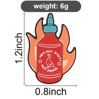 Broche en émail motif bouteille de sauce flamme de dessin animé, pour la décoration quotidienne de vestes et sacs, ou comme badge de revers
