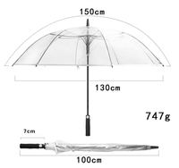 Parapluie transparent POE à ouverture automatique, diamètre ouvert 130 cm, parapluie anti-vent pour les trajets quotidiens et l'usage familial