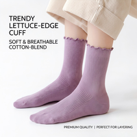 Lot de chaussettes vintage à volants, mignonnes, à bord festonné, en coton côtelé, chaussettes ras du cou tendance de couleur unie, bas décontractés à la cheville, prêts à être expédiés