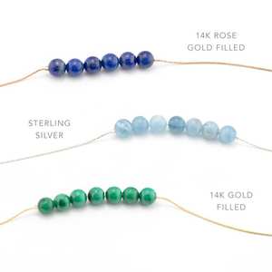 Collar de Piedra Natural con Cuentas Redondas de 6mm y Cadena de Acero Inoxidable Chapada en Oro, Collar de Moda - Product Image 6