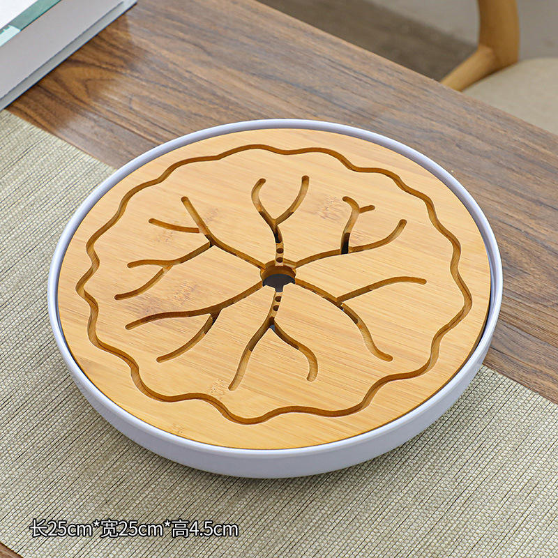 Assiette ronde feuille de lotus [blanc] 25*25CM