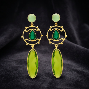 New Arrival Handmade <b>Gold</b> Plated Hydro Brass Drop <b>Earrings</b> with <b>Peridot</b> Gemstone for Wedding and Gift Occasions - Product Image 3
