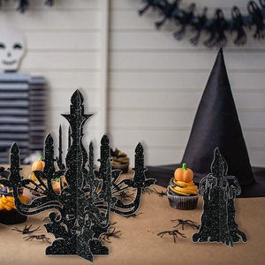 Portavelas de <span class=keywords><strong>Halloween</strong></span> de resina con forma de calavera, decoración de papel <span class=keywords><strong>para</strong></span> mesa, centro de mesa <span class=keywords><strong>para</strong></span> fiestas de casa embrujada, repisa de chimenea - Product Image 2