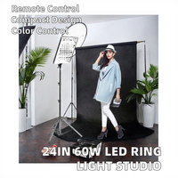 Anneau lumineux LED en plastique de 24 pouces, 60 W, pliable, télécommande, éclairage de studio pour la photographie et le tournage vidéo