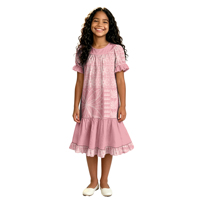 Gaun Anak Perempuan Polinesia Kasual untuk Pesta Pantai, Desain Tribal O-Neck dengan Ruffle, Gaun Samoa, Gaun Pulau Tribal Pasifik