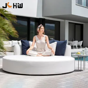 Modern Day Bed Patio Furniture Hotel Luxury Garden Sun Lounger Round Aluminum Fabric Outdoor Daybed