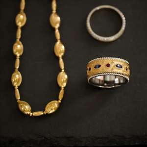 18K Gold Lucky Rotatable Gemstone <b>Spinner</b> <b>Ring</b> with Setting Handmade Luxury Wedding Gift for Women - Product Image 3