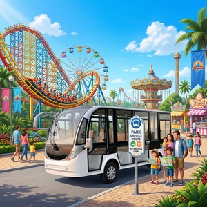 Voiture électrique de tourisme entièrement fermée 11 places, moteur AC 4kW, frein à disque, capacité de montée de 25%, pour sites panoramiques de montagne et stations balnéaires, OEM ODM - Product Image 1