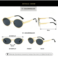 Lunettes de soleil ovales vintage, grandes, classiques, minimalistes, robustes, en métal, UV400, élégantes, légères, confortables, pour le bureau, le travail, la vie quotidienne