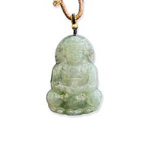จี้หยกพม่าเกรด A แบบเหนียว น้ำแข็งใส สีเขียวลอย แกะสลักด้วยมือ รูปพระโพธิสัตว์กวน<span class=keywords><strong>อิ</strong></span><span class=keywords><strong>ม</strong></span> - Product Image 1