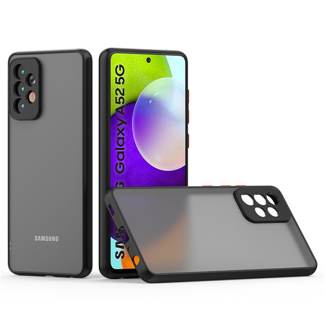 Bumper Shockproof Phone Case for Samsung Galaxy A72 Simple Fashion Case Matte Translucent Back Cover