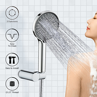 Pommeau de Douche Haute Pression de Luxe 12 cm à 3 Fonctions avec Tuyau Flexible – Ensemble Complet