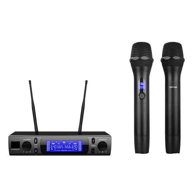 Professional VM300 UHF Dual Wireless Headset Mic System Handheld Long Range 2 Channels Wireless Microphone,YHS VM300
