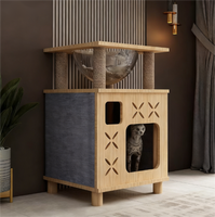 Arbre à chat moderne en bois avec condo et hamac - Meubles pour chat à plusieurs niveaux pour chats d'intérieur, tour à gratter avec cachette confortable