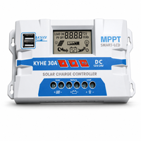 Controlador de Carga Solar 12/24V Automático 30A con Salida USB 1.2A, Pantalla LCD, Compensación de Temperatura y Bajo Consumo en Espera para Sistemas Solares