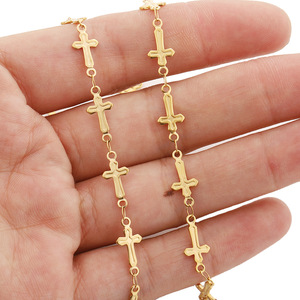 18k Gold Stainless Steel <b>Cross</b> <b>Chain</b> For Bracelet Making Handmade Jewelry Finding H1532 - Product Image 2