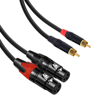 Cable de micrófono con conexión de audio estéreo dual XLR a dual RCA para cine en casa y altavoces de computadora.