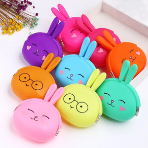 Warna-warni kelinci Kawaii silikon lucu Mini dompet kantong koin kecil unik wanita kustom anak perempuan tas genggam dompet anak - Product Image 1