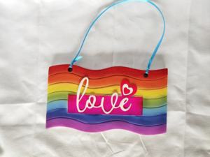 4 Plaques rectangulaires suspendues-Bienvenue/Paix/Amour/Espoir avec papillons, fleurs et paillettes, décoration murale (extérieur/intérieur) - Product Image 3