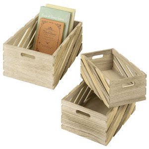 Living room set of 3 nesting storage container solid wooden crate for vinyl records