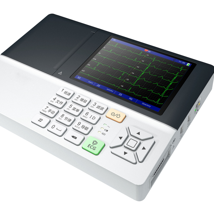 Electrocardiograma digital portátil plegable de 5.6 pulgadas con aspiración digital de 3 canales
