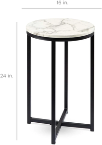 Stylish Metal Frame Coffee <b>Table</b> with Small Marble Top Modern Decorative Accent <b>Side</b> <b>Table</b> for Hospital Home Decor Statement - Product Image 6